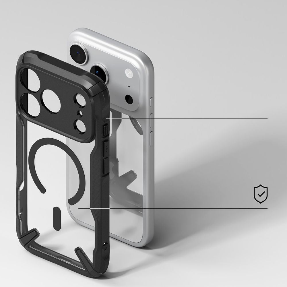 ქეისი Ringke Fusion MagSafe iPhone 17 Pro – ბრუტალური ვიზუალის პრემიუმ კლასის ქეისი, გამჭვირვალე და მატოვი პოლიკარბონატის მასალით და მაგსეიფი მხარდაჭერით.