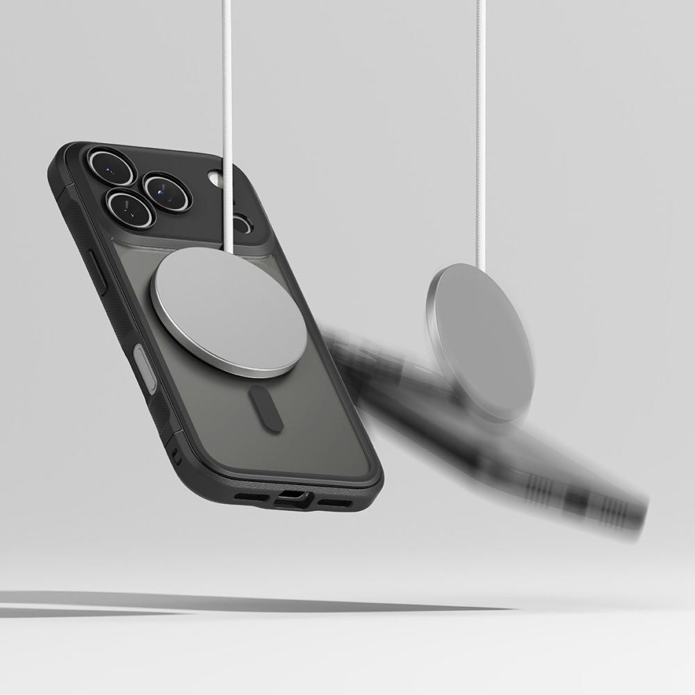 ქეისი Ringke Fusion MagSafe iPhone 17 Pro – ბრუტალური ვიზუალის პრემიუმ კლასის ქეისი, გამჭვირვალე და მატოვი პოლიკარბონატის მასალით და მაგსეიფი მხარდაჭერით.