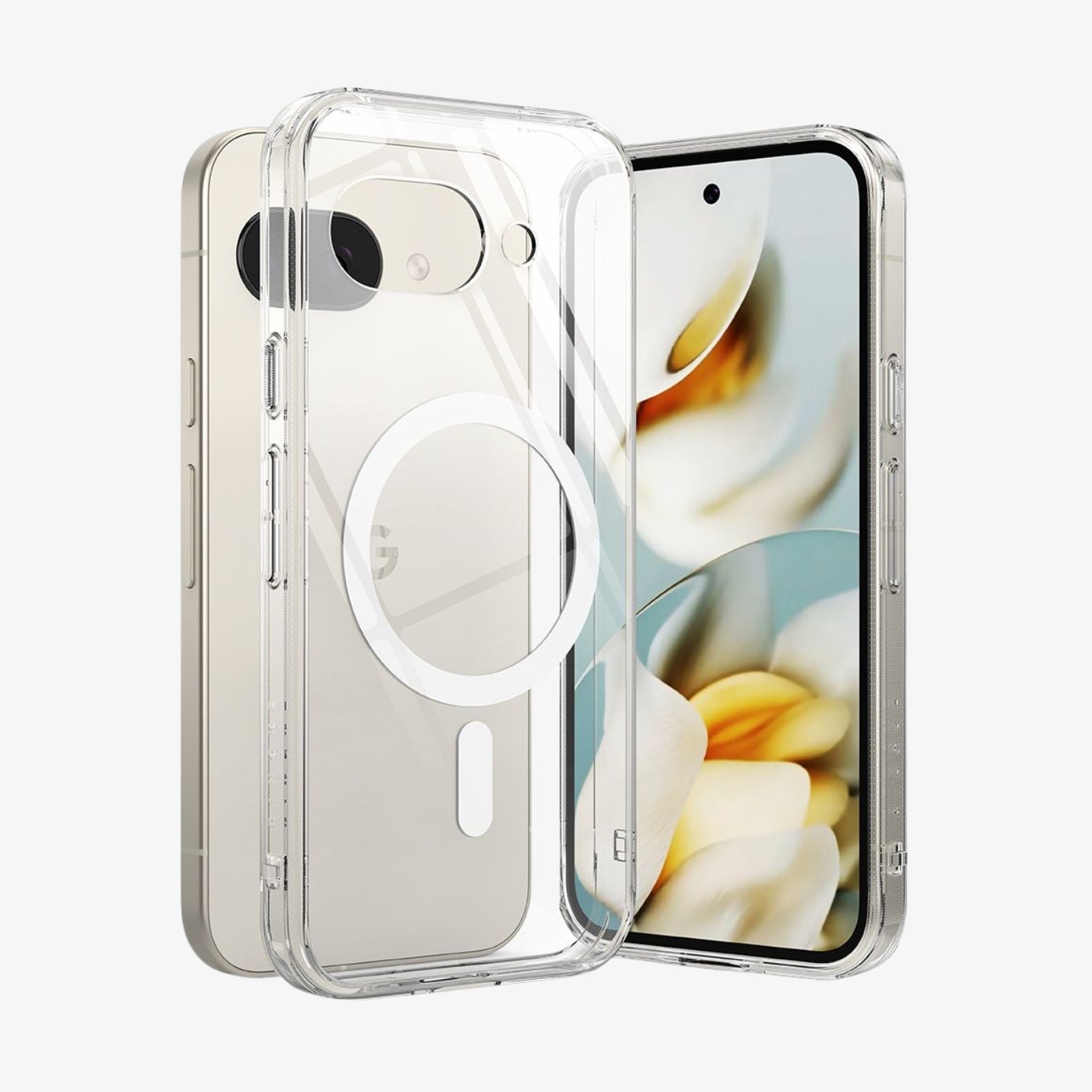 Ringke Fusion MagSafe Pixel 9a Case – პრემიუმ კლასი გამჭირვალე ქეისი (keisi), დამზადებული მტკიცე პოლიკარბონატის მასალისგან ჩასადები დიზაინით.