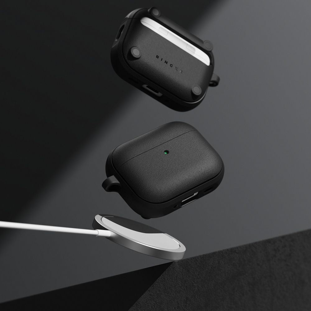 ქეისი Ringke Onyx MagSafe AirPods Pro 3 – შავი, პრემიუმ ხარისხის და გამორჩეული დიზაინის ქეისი მაგსეიფის მხარდაჭერით.