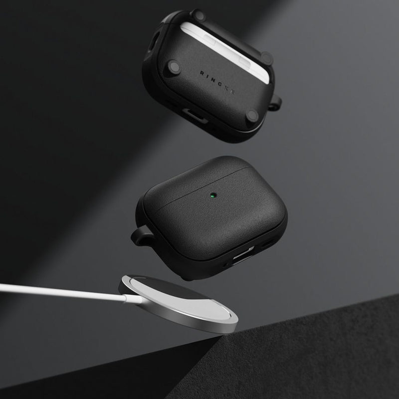 ქეისი Ringke Onyx MagSafe AirPods Pro 3 – შავი, პრემიუმ ხარისხის და გამორჩეული დიზაინის ქეისი მაგსეიფის მხარდაჭერით.