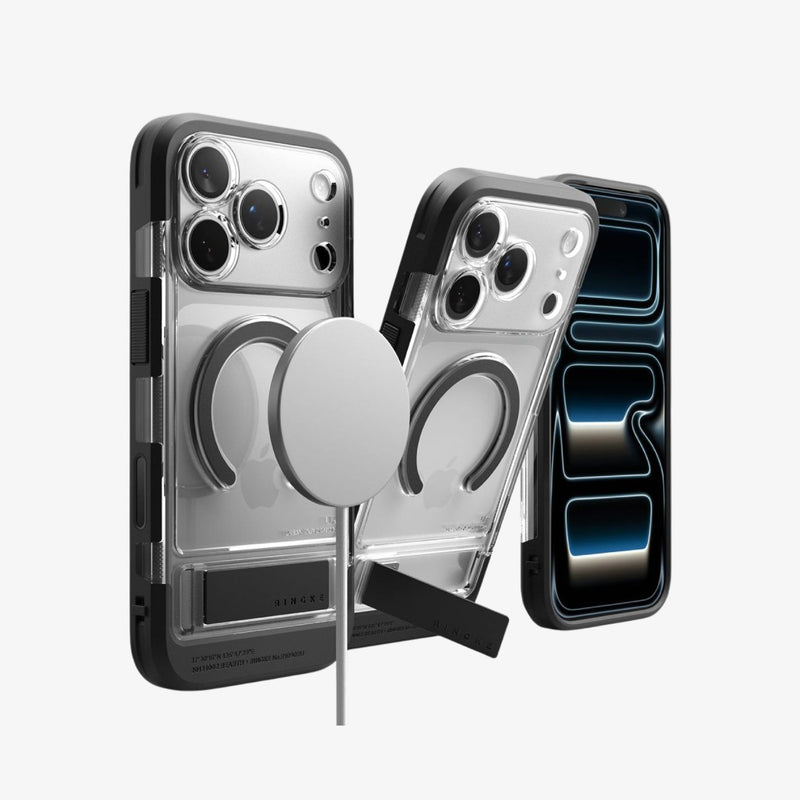 Ringke UX ქეისი iPhone 17 Pro Max მაგსეიფით და ჩაშენებული სადგამით