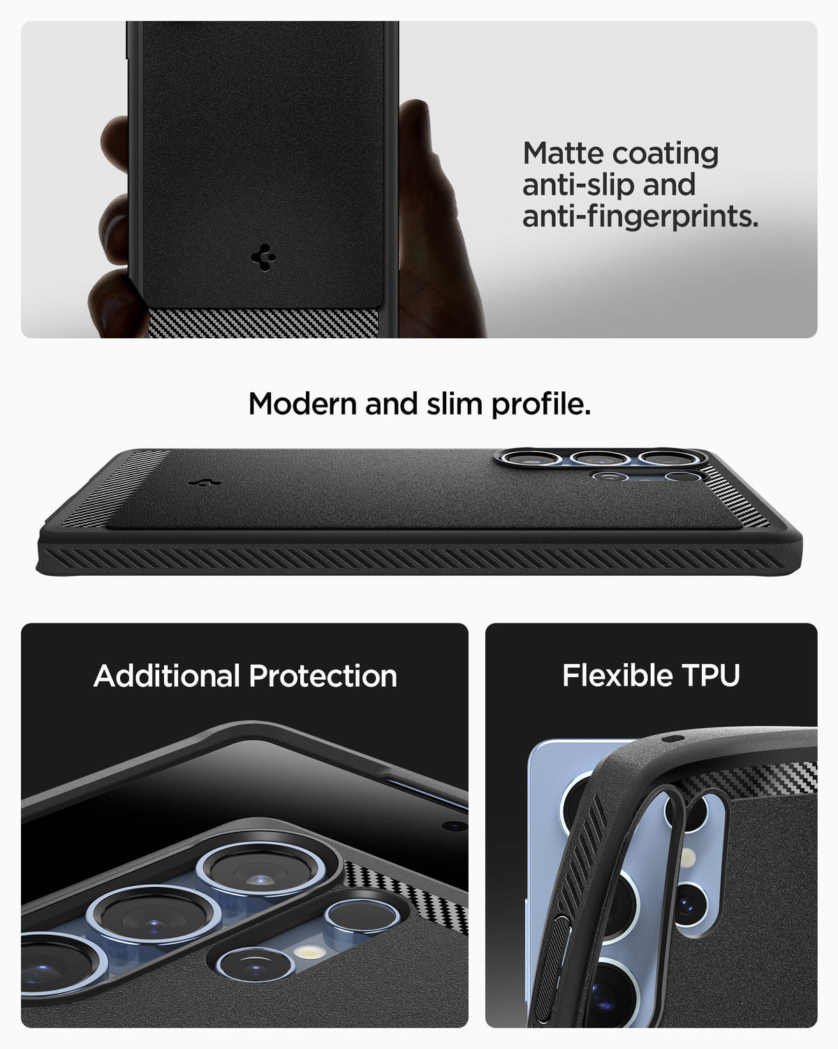 Rugged Armor ქეისი Galaxy S25 Ultra სასიამოვნო დიზაინით