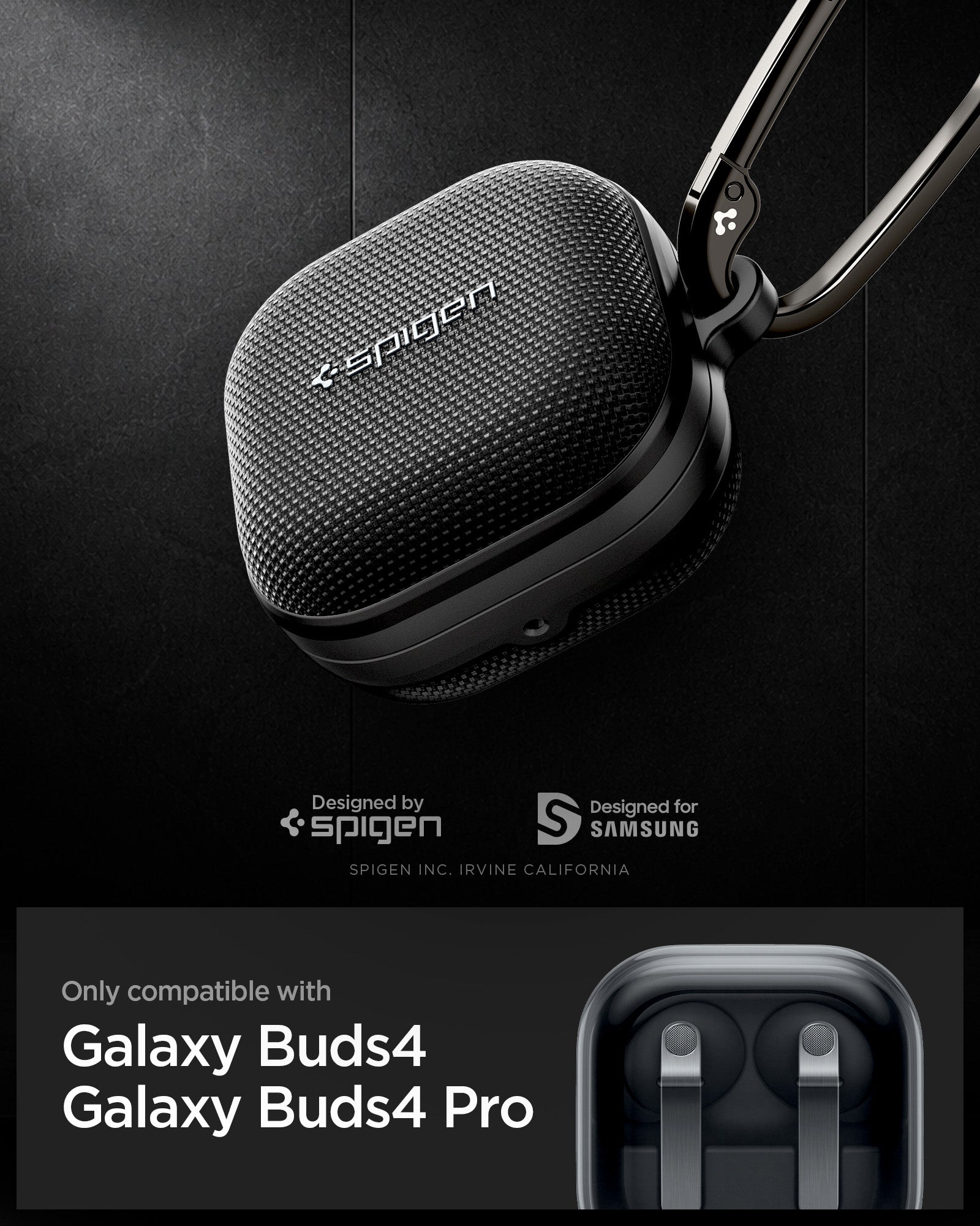 კომფორტული ჩასადები Spigen Galaxy Buds 4-ისთვის