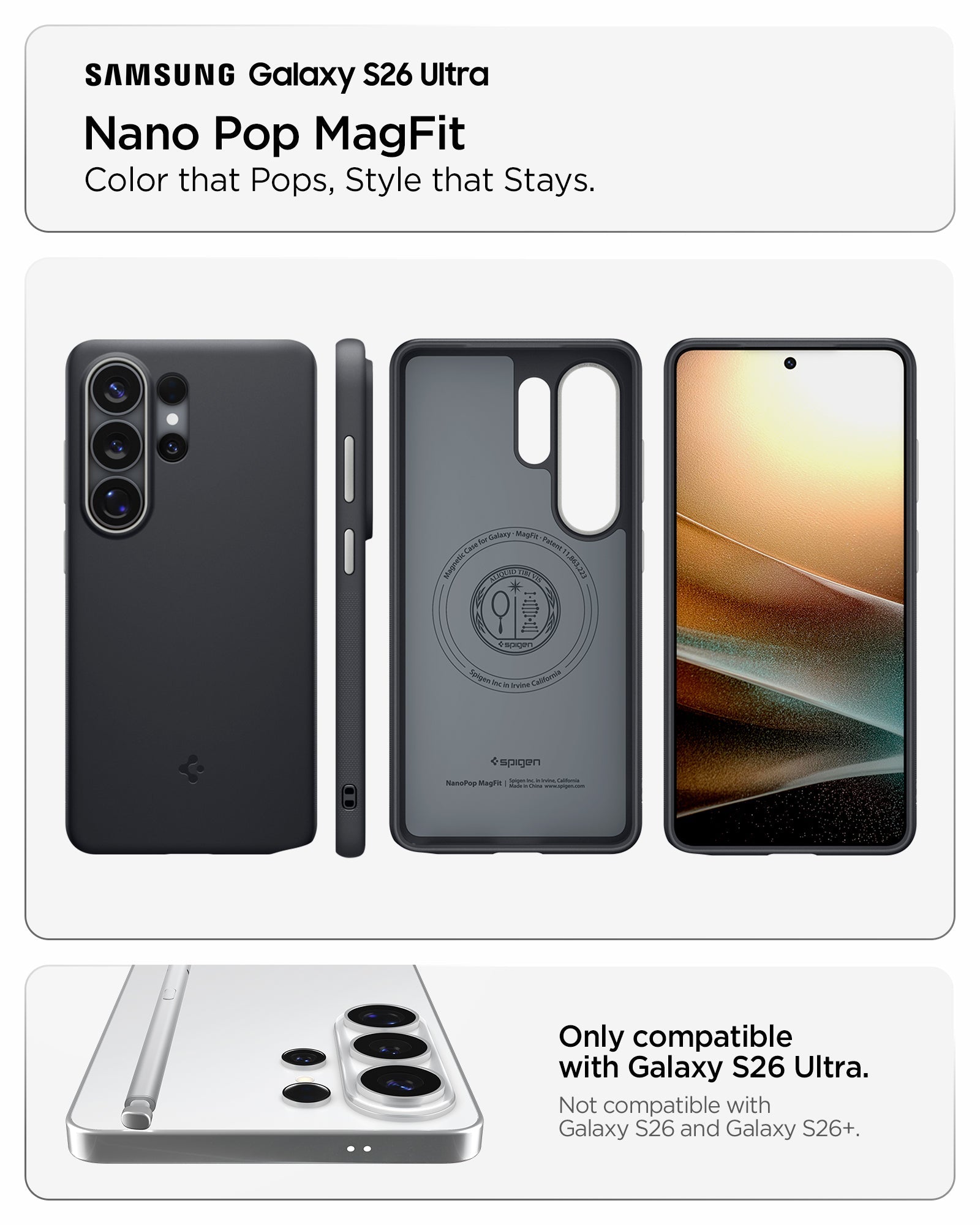 Galaxy S26 Ultra ჩასადები Spigen Nano PoP ძლიერი დაცვით
