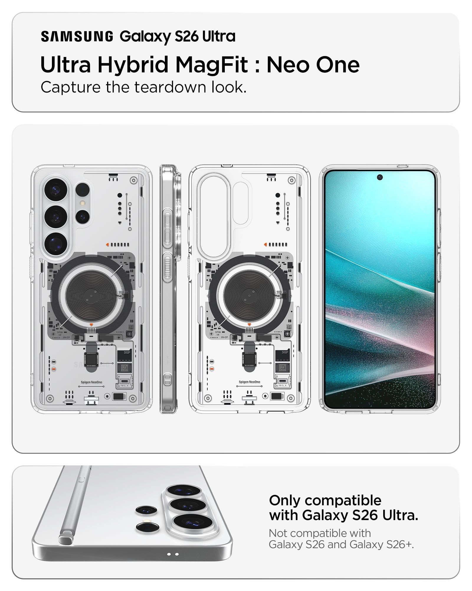 პრემიუმ ჩასადები Spigen Neo One Galaxy S26 Ultra MagSafe მხარდაჭერით
