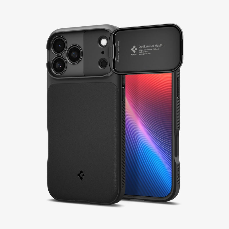 Spigen Optik Armor MagSafe ქეისი iPhone 17 Pro Max-ისთვის – კომფორტული ჩასადები კამერის დამცავით, კამერის ღილაკის დაცვა, დაცვაზე ორიენტირებული დიზაინი და Magsafe / მაგსეიფი მხარდაჭერა