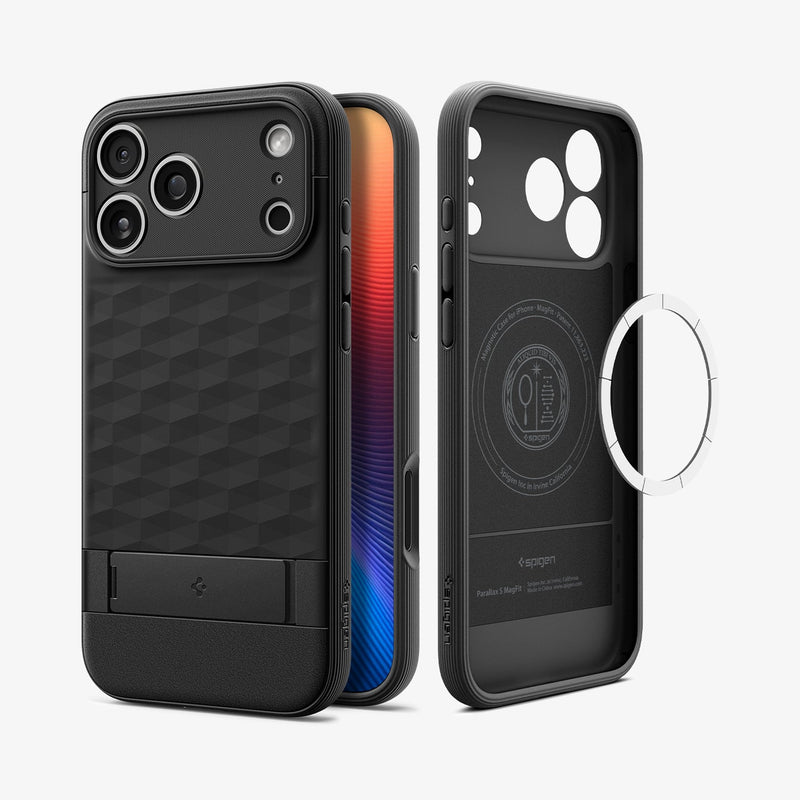 ქეისი Spigen Parallax S MagSafe iPhone 17 Pro Max – პრემიუმ ხარისხის, კომფორტული ჩასადები სადგამით და მაგსეიფის მხარდაჭერით, სწრაფი მიწოდებით.