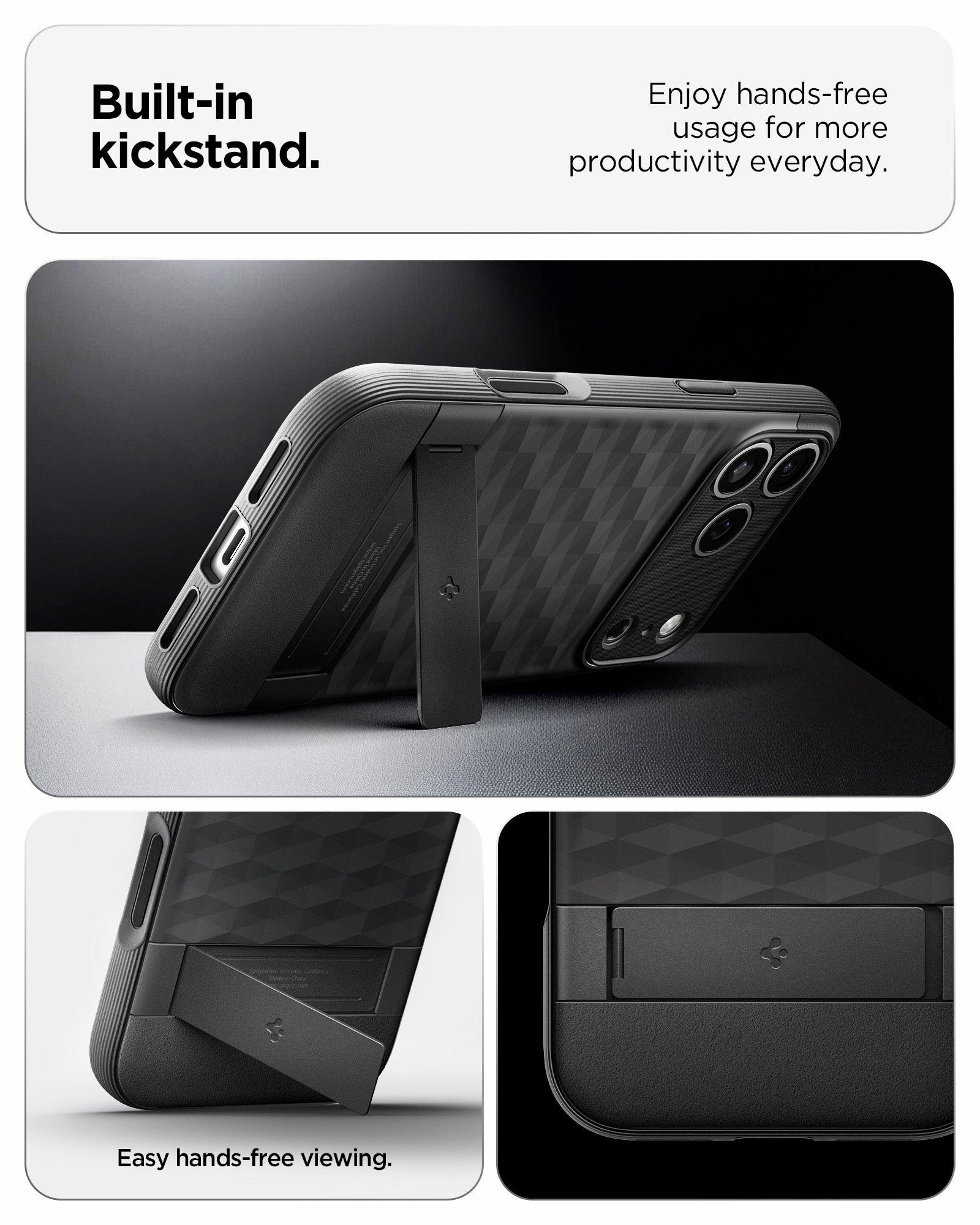 ქეისი Spigen Parallax S MagSafe iPhone 17 Pro Max – პრემიუმ ხარისხის, კომფორტული ჩასადები სადგამით და მაგსეიფის მხარდაჭერით, სწრაფი მიწოდებით.