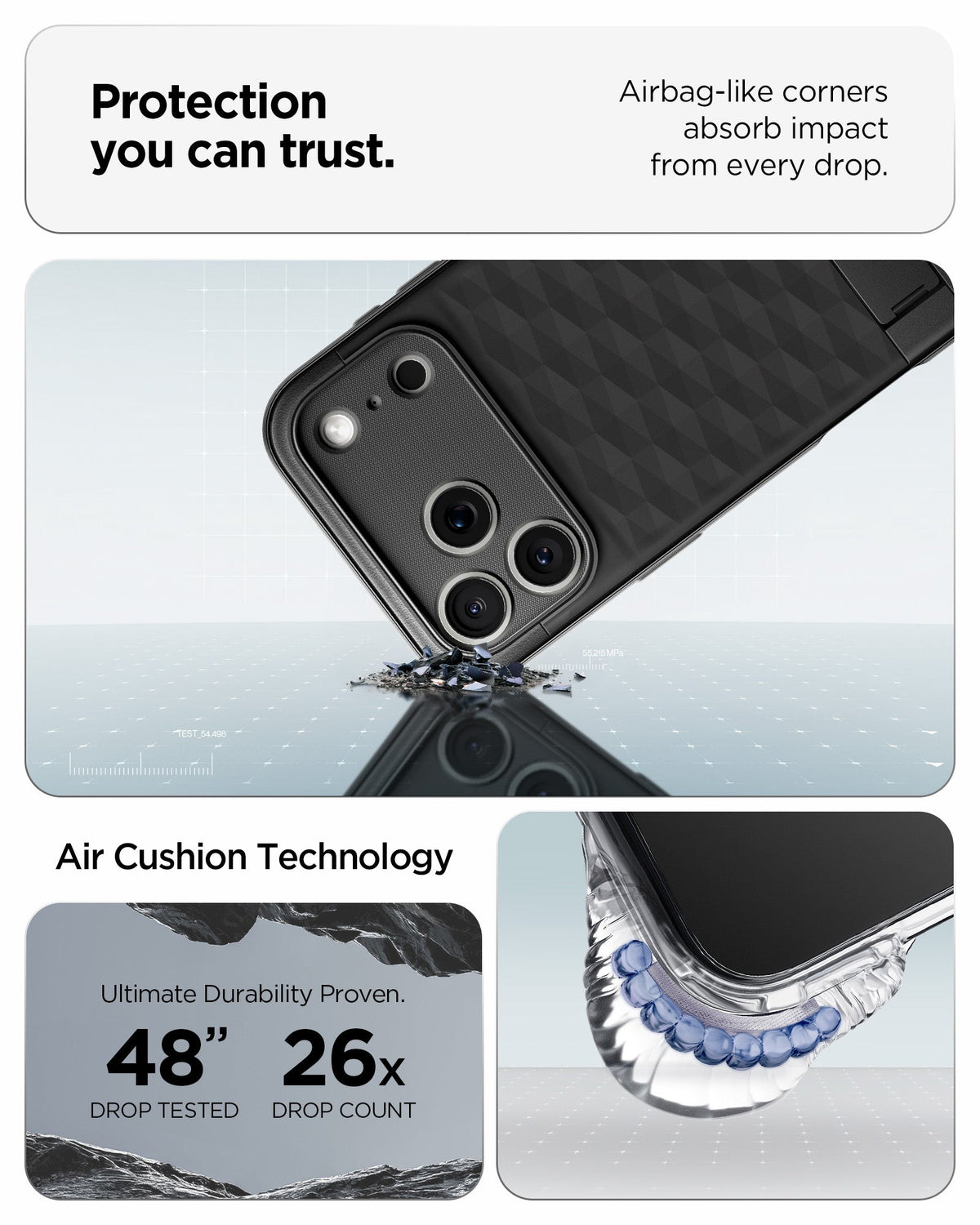 iPhone 18 Pro ქეისი Spigen Parallax S კამერის ღილაკის დაცვით