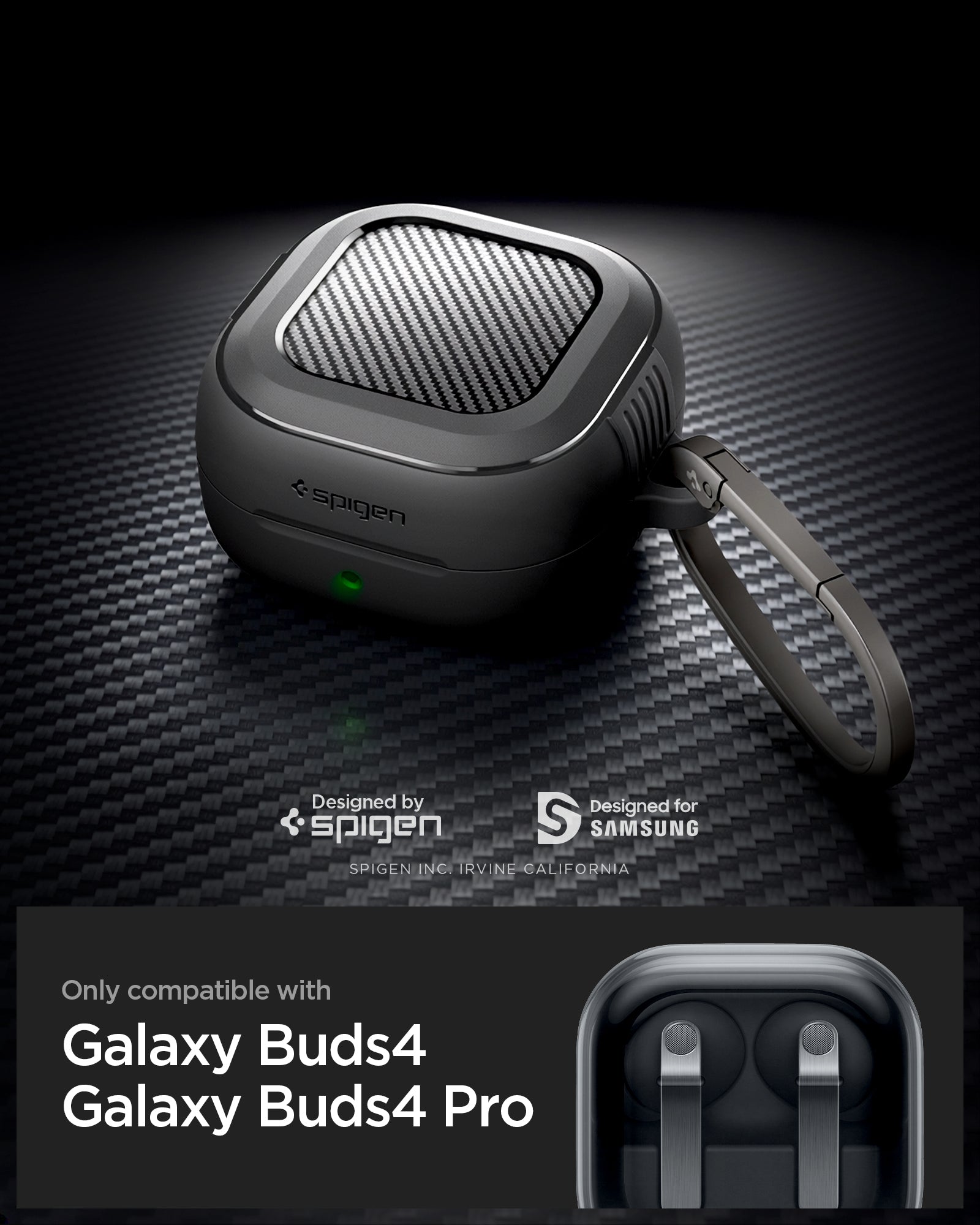 Galaxy Buds 4 Pro ჩასადები Spigen Rugged Armor ყოველდღიური დაცვისთვის