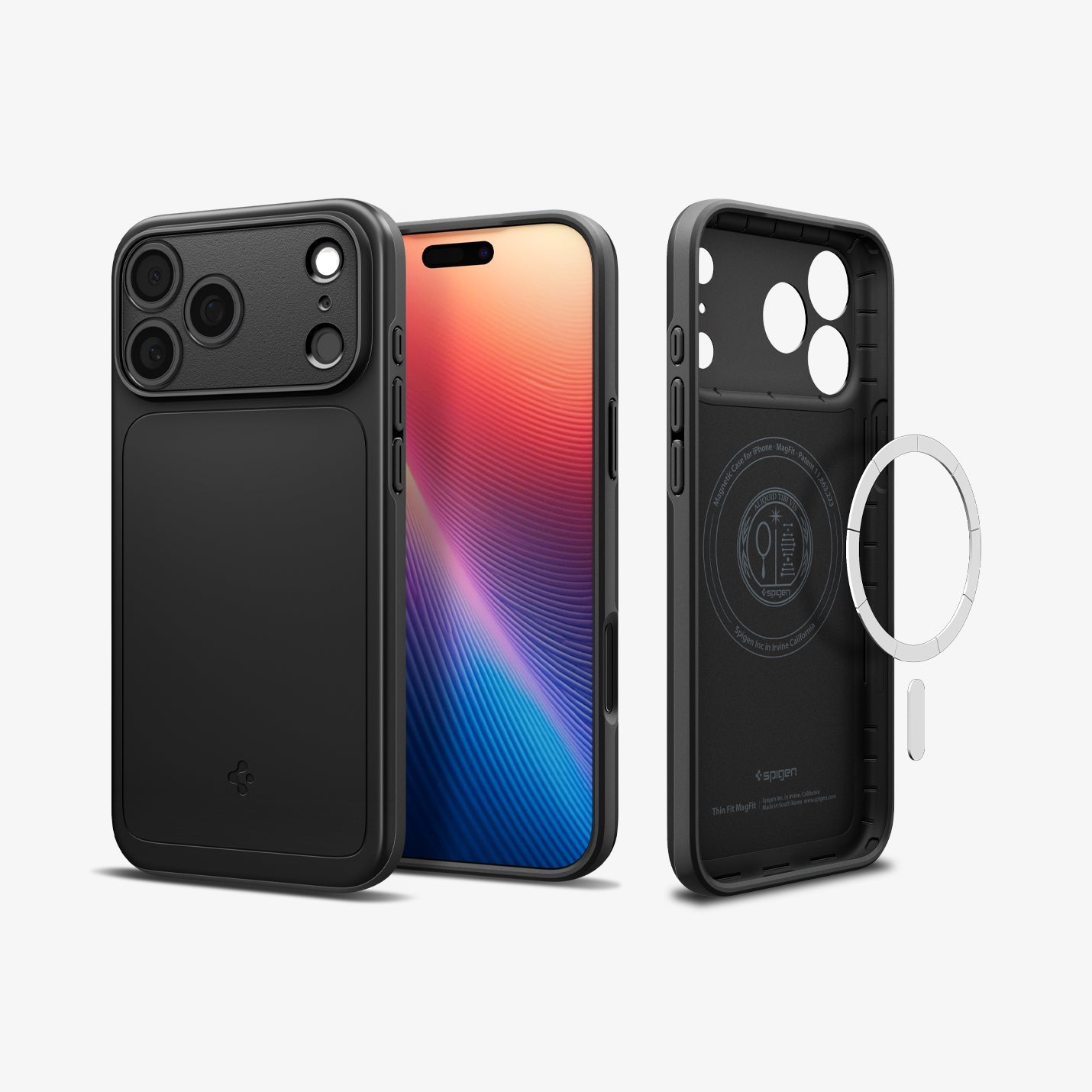 MagSafe თავსებადი Spigen Thin Fit შავი ჩასადები iPhone 18 Pro Max-ისთვის
