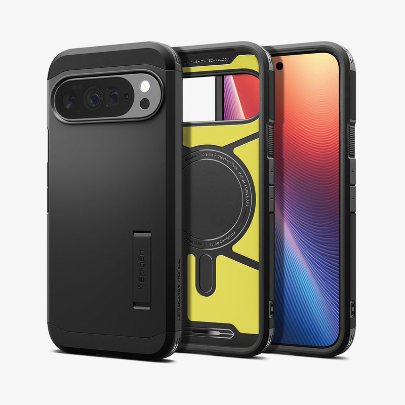 ქეისი Spigen Tough Armor AI MagFit Pixel 10 Pro Case უზრუნველყოფს პრემიუმ კლასის მაქსიმალურ დაცვას, MagSafe (მაგსეიფი) ფუნქციით და თანამედროვე დიზაინით; Spigen Tough Armor AI MagFit Pixel 10 Pro Case offers premium-class maximum protection with MagSafe compatibility and modern design.
