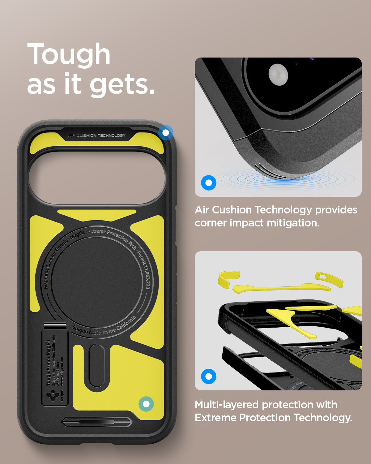 გამძლე ჩასადები Spigen Tough Armor AI Pixel 11 MagSafe მხარდაჭერით