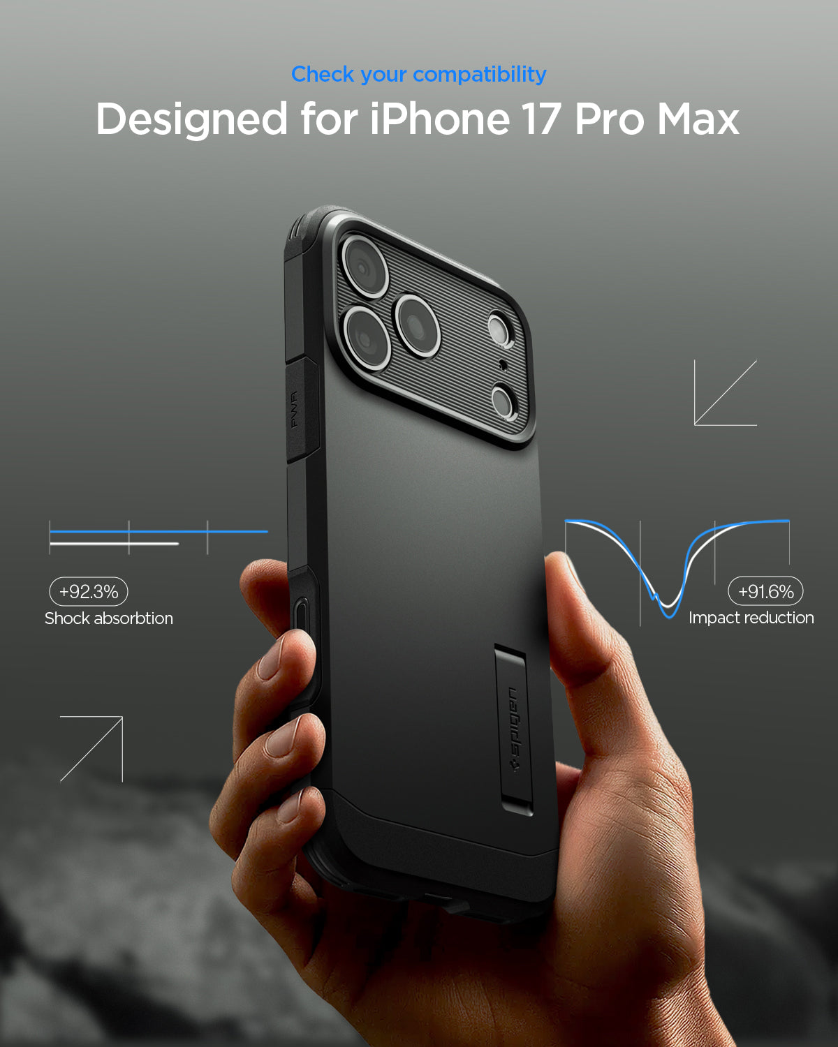 ქეისი Spigen Tough Armor "T" MagSafe iPhone 17 Pro Max – გამძლე პრემიუმ კლასის ჩასადები, კამერის სენსორის დაცვით და მაგსეიფი მხარდაჭერით.