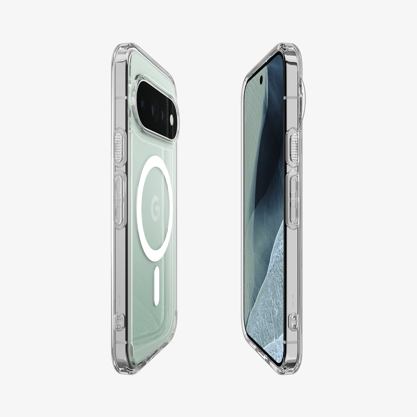 გამჭვირვალე ჩასადები Spigen Ultra Hybrid Pixel 11 Pro XL MagSafe მხარდაჭერით