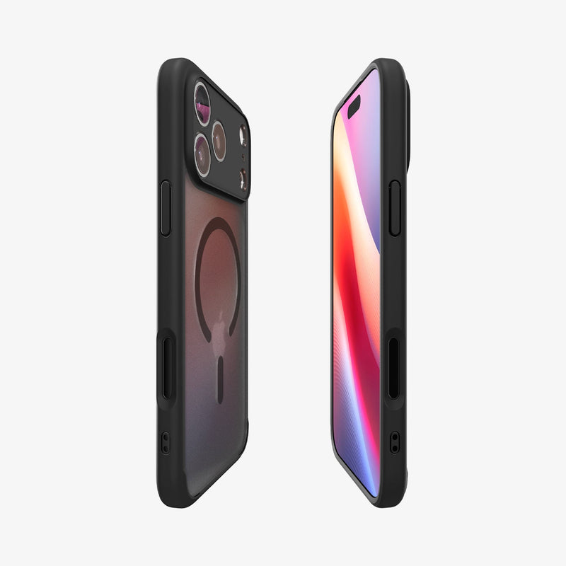 ქეისი Spigen Ultra Hybrid MagSafe iPhone 17 Pro Max – გამჭვირვალე პრემიუმ ხარისხის ჩასადები, კამერის ღილაკის დაცვით და მაგსეიფი მხარდაჭერით.