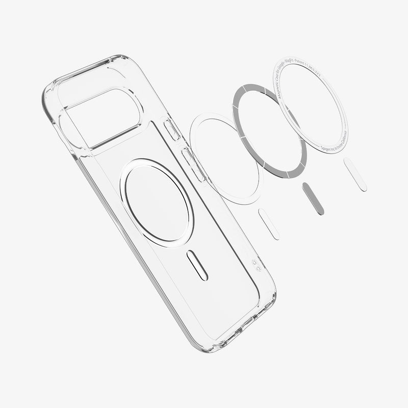Spigen Ultra Hybrid Metal Ring MagFit Pixel 10 Pro XL გამჭვირვალე პრემიუმ ხარისხის ჩასადები, თავსებადი MagSafe და Magfit სისტემასთან – კომფორტული და ელეგანტური ქეისი Pixel 10 Pro XL-ისთვის