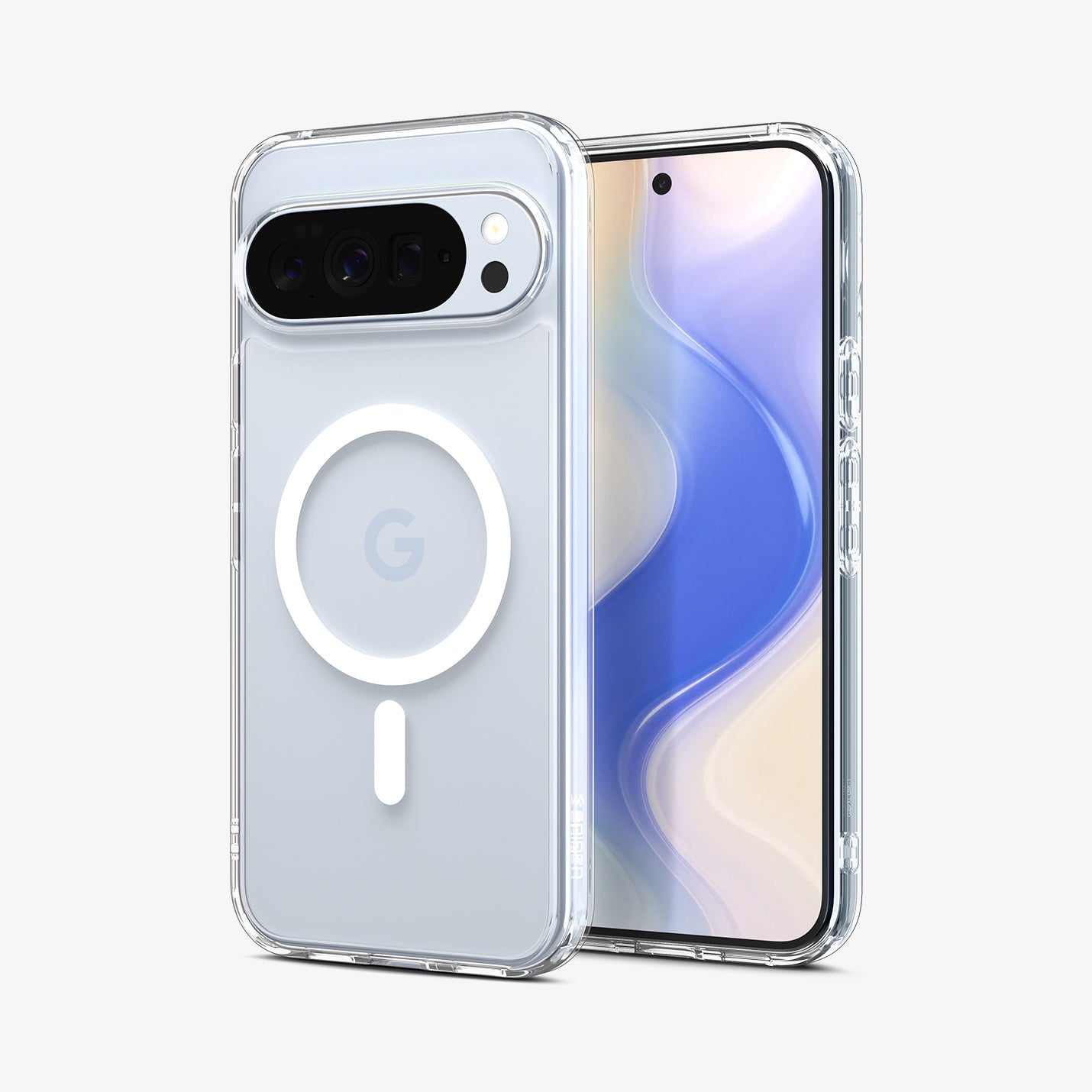 Spigen Ultra Hybrid Metal Ring MagFit Pixel 10 Pro XL გამჭვირვალე პრემიუმ ხარისხის ჩასადები, თავსებადი MagSafe და Magfit სისტემასთან – კომფორტული და ელეგანტური ქეისი Pixel 10 Pro XL-ისთვის