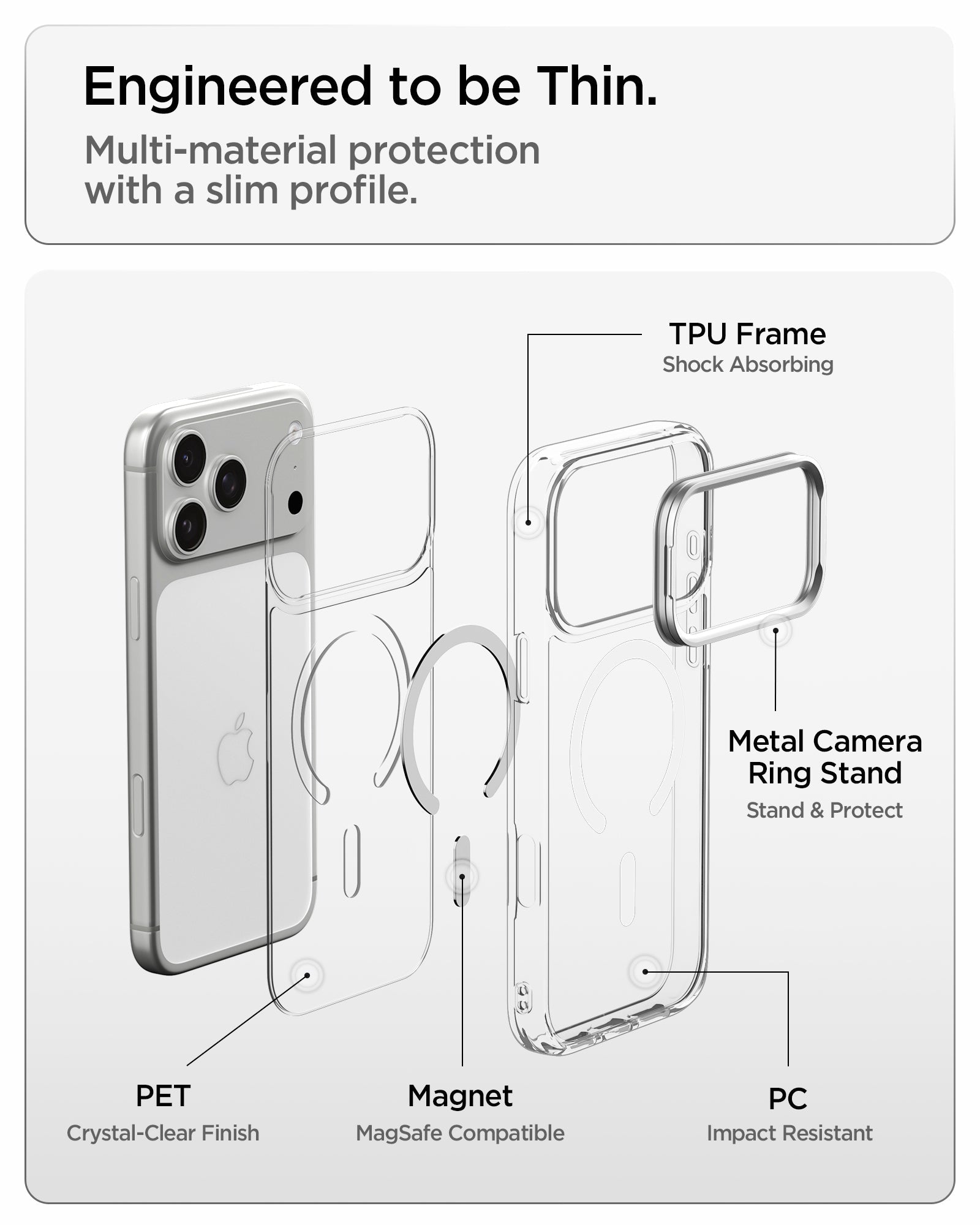 iPhone 18 Pro MagSafe ქეისი Spigen Optik S სადგამით