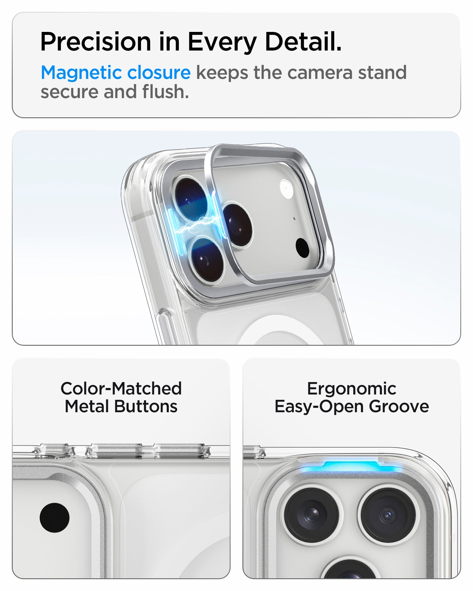 iPhone 18 Pro Max ქეისი Spigen Ultra Hybrid Optik S სადგამის ფუნქციით