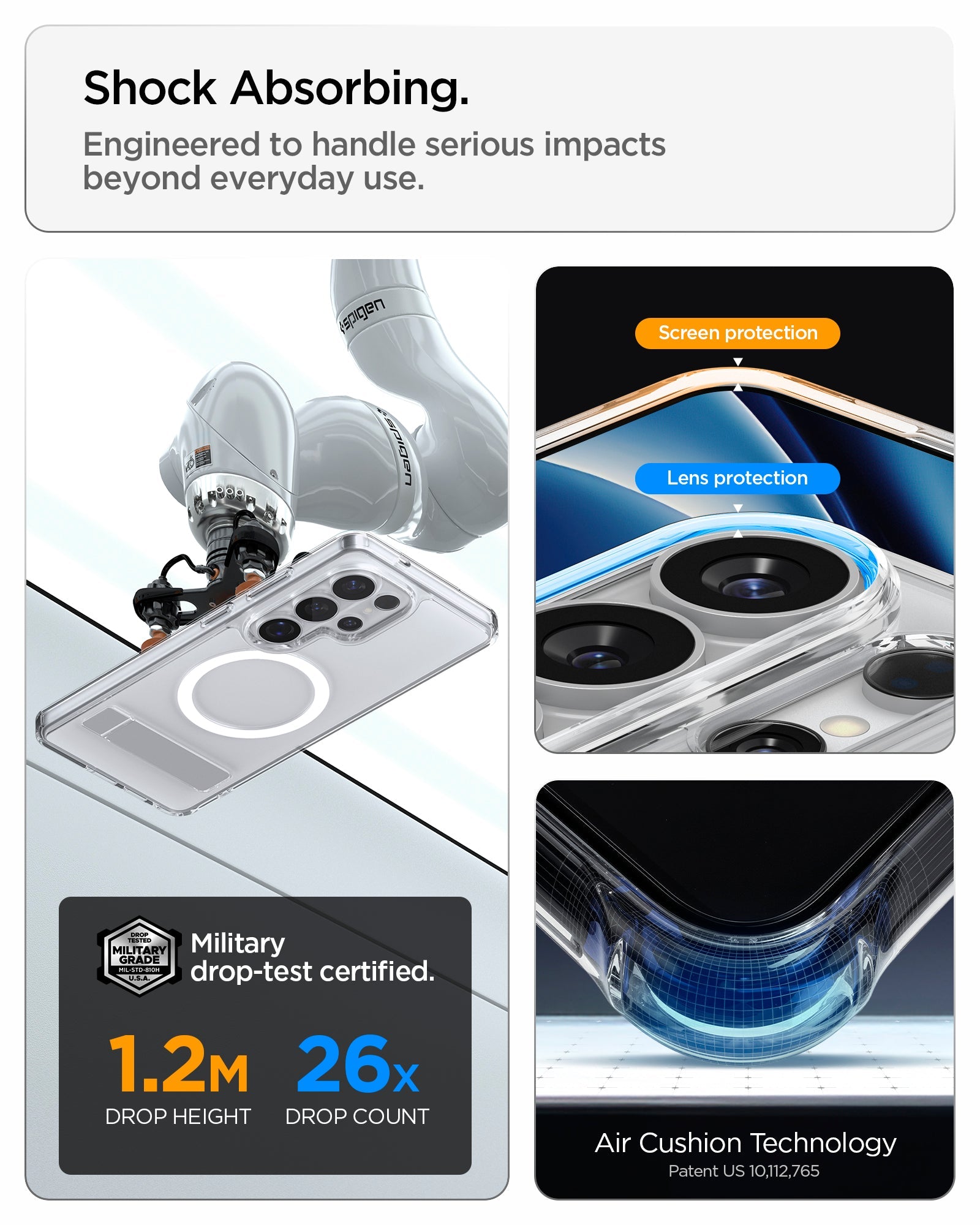 Spigen Ultra Hybrid S MagSafe ქეისი Galaxy S26 Ultra ჩაშენებული სადგამით
