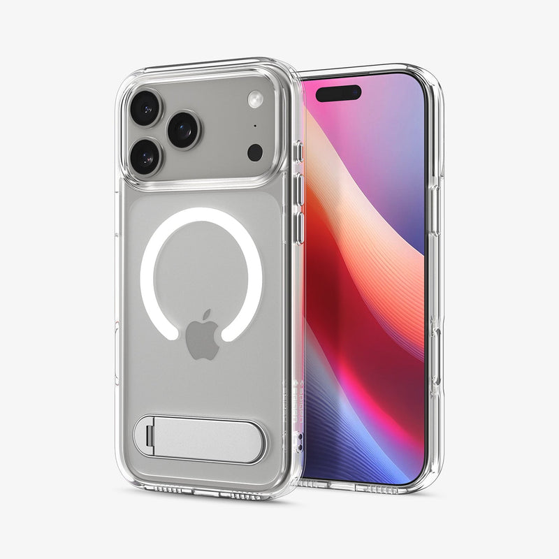 ქეისი Spigen Ultra Hybrid S MagSafe iPhone 17 Pro – გამჭვირვალე Spigen პრემიუმ ხარისხის ქეისი სადგამით და მაგსეიფის მხარდაჭერით.