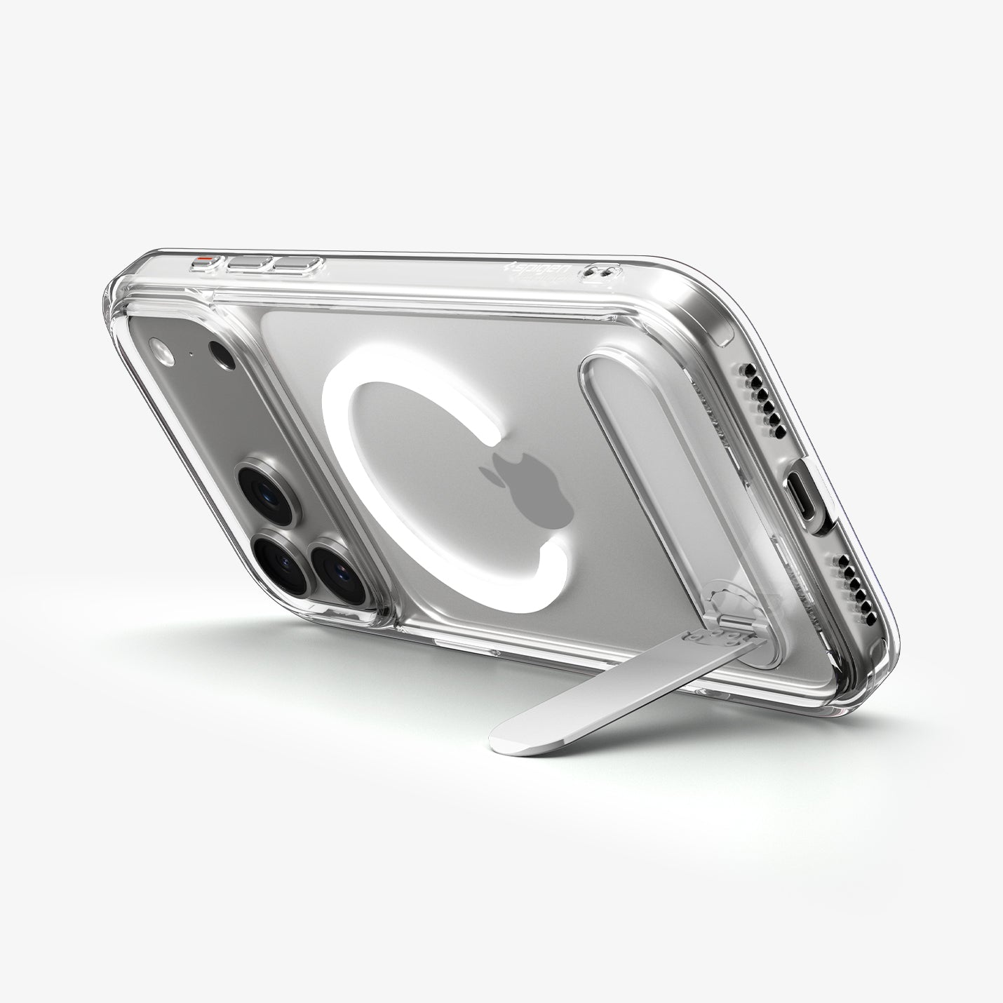 ქეისი Spigen Ultra Hybrid S MagSafe iPhone 17 Pro – გამჭვირვალე Spigen პრემიუმ ხარისხის ქეისი სადგამით და მაგსეიფის მხარდაჭერით.