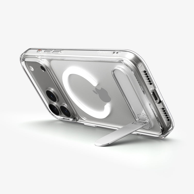 ქეისი Spigen Ultra Hybrid S MagSafe iPhone 17 Pro – გამჭვირვალე Spigen პრემიუმ ხარისხის ქეისი სადგამით და მაგსეიფის მხარდაჭერით.