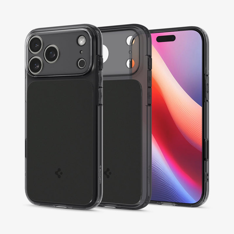 ქეისი Spigen Ultra Hybrid "T" MagSafe iPhone 17 Pro – გამჭვირვალე და მატოვი პრემიუმ კლასის Spigen ქეისი, კამერის ღილაკის დაცვით და მაგსეიფი მხარდაჭერით.