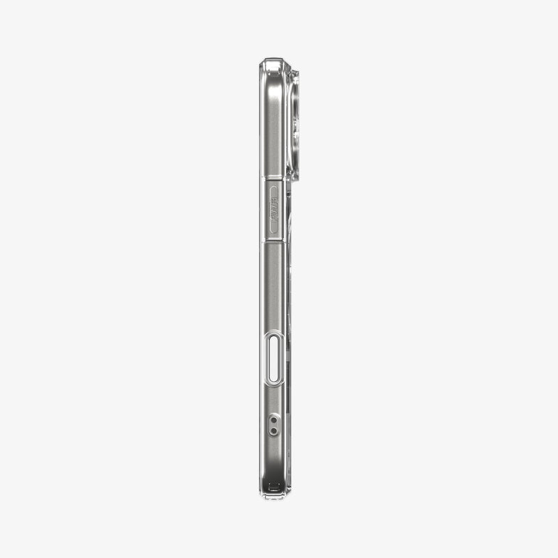ქეისი Spigen Ultra Hybrid "T" MagSafe iPhone 17 Pro Max – გამჭვირვალე და მატოვი პრემიუმ კლასის Spigen ქეისი, კამერის ღილაკის დაცვით და მაგსეიფი მხარდაჭერით.