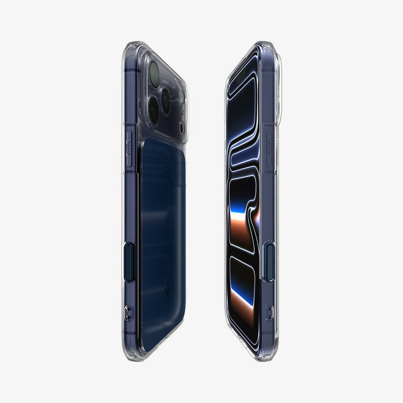 ქეისი Spigen Ultra Hybrid "T" MagSafe iPhone 17 Pro Max – მატოვი  ლურჯი პრემიუმ კლასის Spigen ქეისი, კამერის ღილაკის დაცვით და მაგსეიფი მხარდაჭერით.