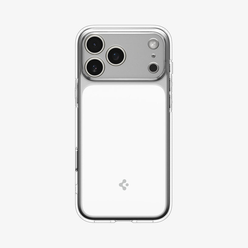 ქეისი Spigen Ultra Hybrid "T" MagSafe iPhone 17 Pro Max – გამჭვირვალე და მატოვი პრემიუმ კლასის Spigen ქეისი, კამერის ღილაკის დაცვით და მაგსეიფი მხარდაჭერით.