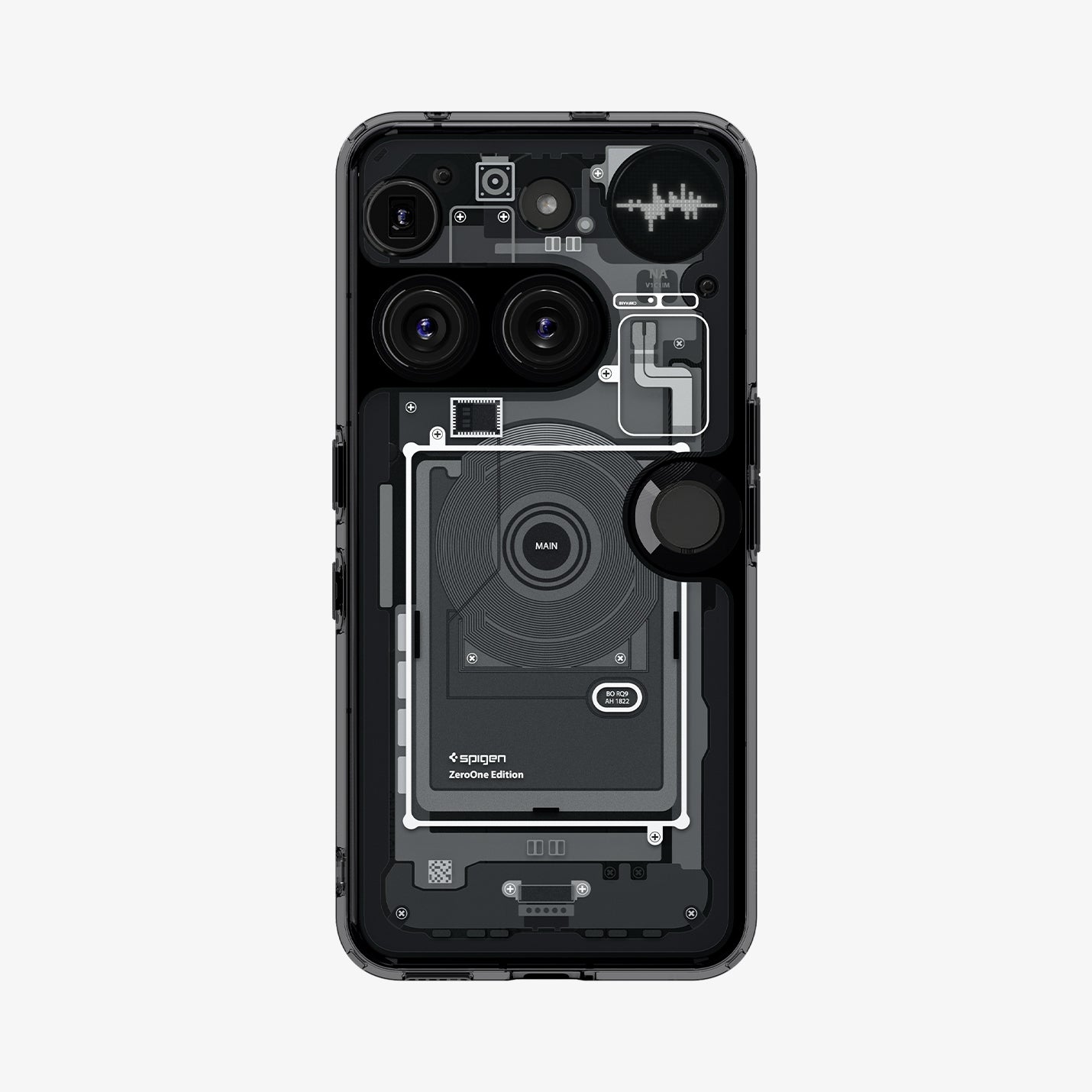 ქეისი Spigen Ultra Hybrid Zero One Nothing 3 Case არის განსხვავებული და ფუტურისტული ჩასადები, დამზადებული პრემიუმ მასალებისგან, რომელიც იცავს სმარტფონს და ერთდროულად უსვამს ხაზს მის დიზაინს; Spigen Ultra Hybrid Zero One Nothing 3 Case is a unique and futuristic premium case, crafted from high-quality materials to protect the smartphone while enhancing its design.