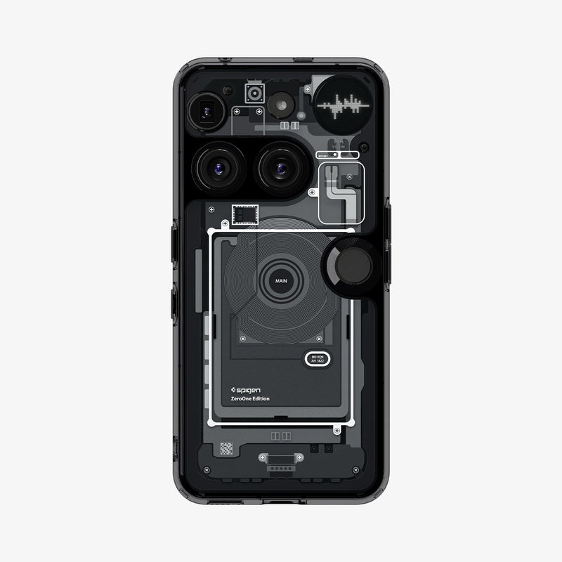 ქეისი Spigen Ultra Hybrid Zero One Nothing 3 Case არის განსხვავებული და ფუტურისტული ჩასადები, დამზადებული პრემიუმ მასალებისგან, რომელიც იცავს სმარტფონს და ერთდროულად უსვამს ხაზს მის დიზაინს; Spigen Ultra Hybrid Zero One Nothing 3 Case is a unique and futuristic premium case, crafted from high-quality materials to protect the smartphone while enhancing its design.