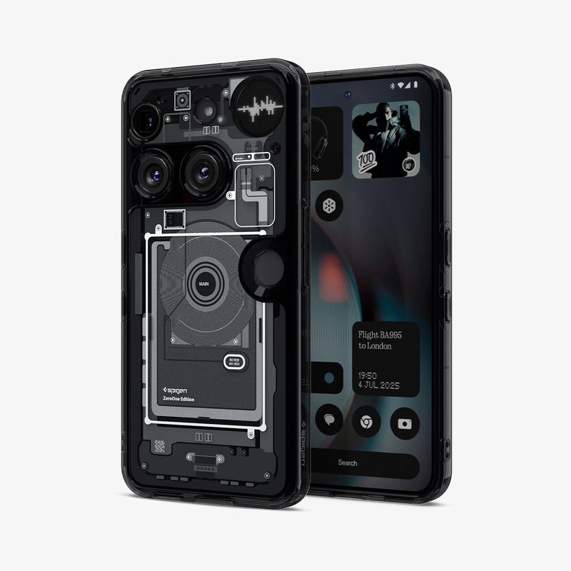 ქეისი Spigen Ultra Hybrid Zero One Nothing 3 Case არის განსხვავებული და ფუტურისტული ჩასადები, დამზადებული პრემიუმ მასალებისგან, რომელიც იცავს სმარტფონს და ერთდროულად უსვამს ხაზს მის დიზაინს; Spigen Ultra Hybrid Zero One Nothing 3 Case is a unique and futuristic premium case, crafted from high-quality materials to protect the smartphone while enhancing its design.