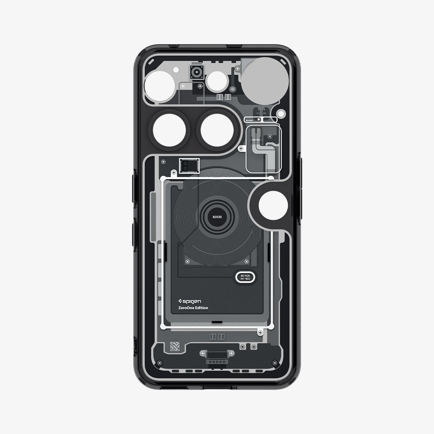 ქეისი Spigen Ultra Hybrid Zero One Nothing 3 Case არის განსხვავებული და ფუტურისტული ჩასადები, დამზადებული პრემიუმ მასალებისგან, რომელიც იცავს სმარტფონს და ერთდროულად უსვამს ხაზს მის დიზაინს; Spigen Ultra Hybrid Zero One Nothing 3 Case is a unique and futuristic premium case, crafted from high-quality materials to protect the smartphone while enhancing its design.