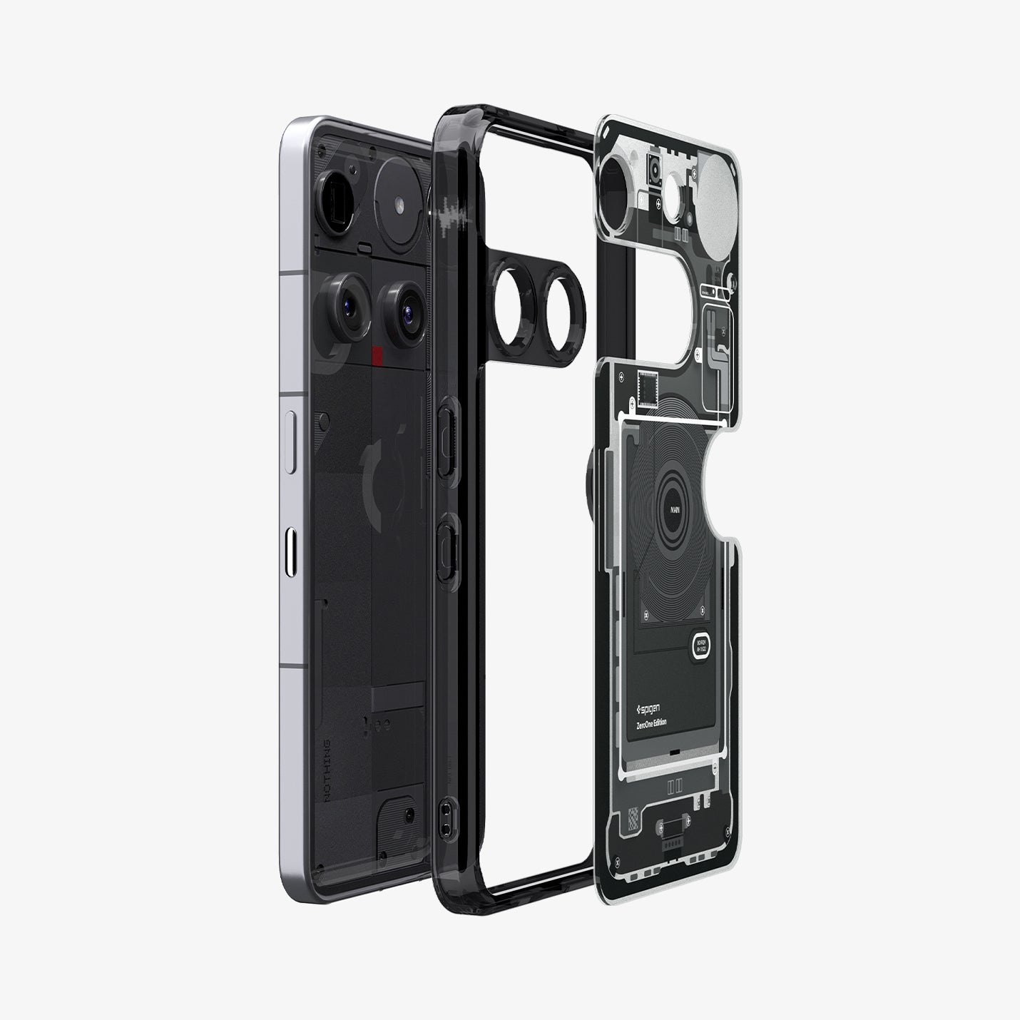 ქეისი Spigen Ultra Hybrid Zero One Nothing 3 Case არის განსხვავებული და ფუტურისტული ჩასადები, დამზადებული პრემიუმ მასალებისგან, რომელიც იცავს სმარტფონს და ერთდროულად უსვამს ხაზს მის დიზაინს; Spigen Ultra Hybrid Zero One Nothing 3 Case is a unique and futuristic premium case, crafted from high-quality materials to protect the smartphone while enhancing its design.
