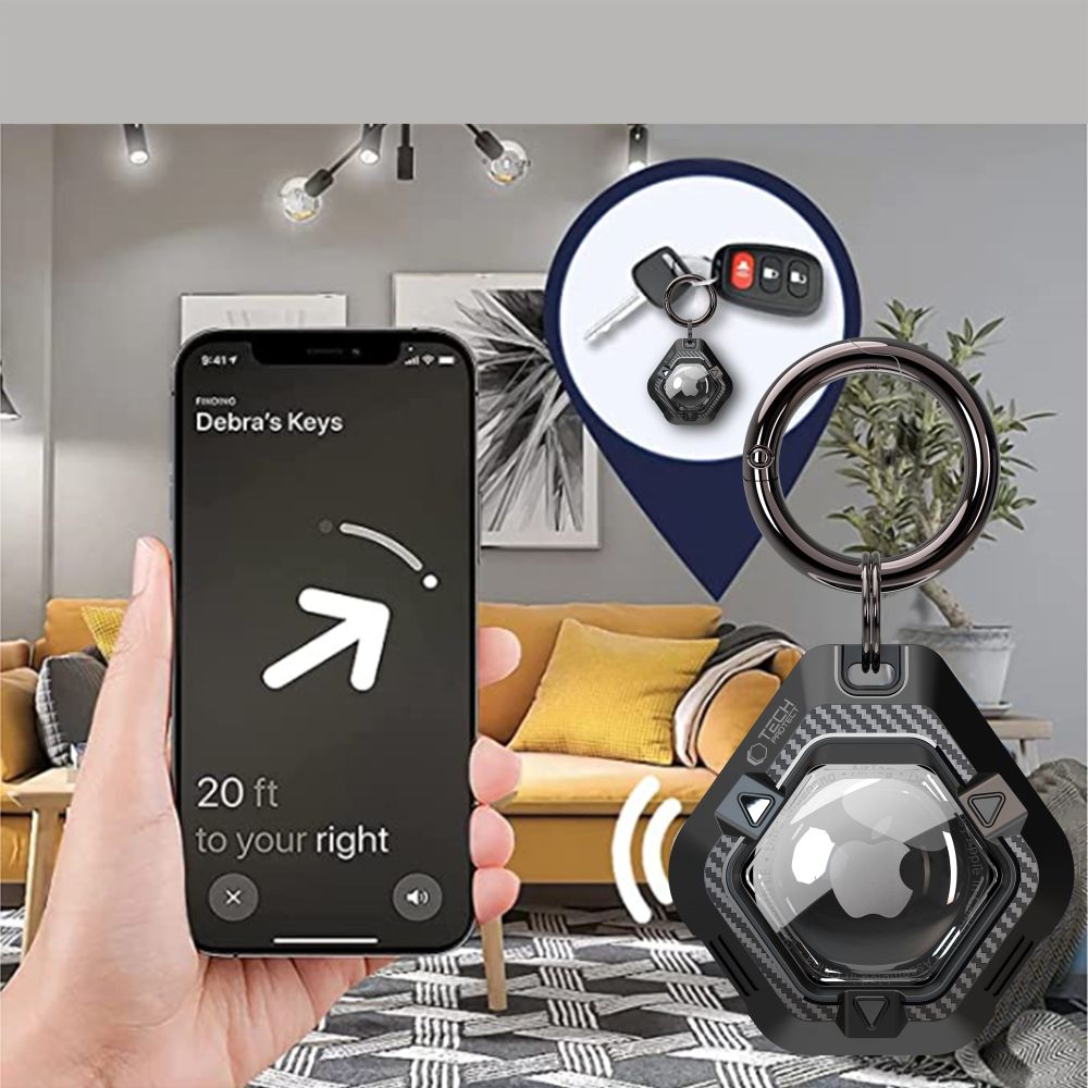 Tech-Protect Defense დამცავი ქეისი AirTag-ისთვის, გამძლე დიზაინით და უსაფრთხო დამაგრებით ყოველდღიური გამოყენებისთვის