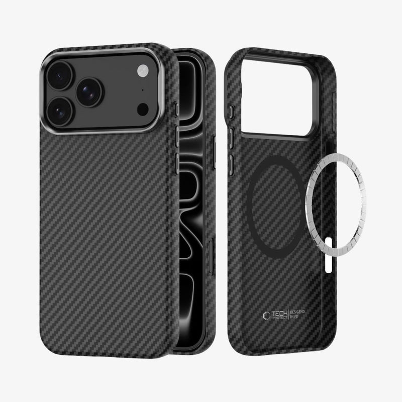 ულტრა თხელი ჩასადები Tech-Protect Ion Carbon iPhone 18 Pro მაგსეიფით