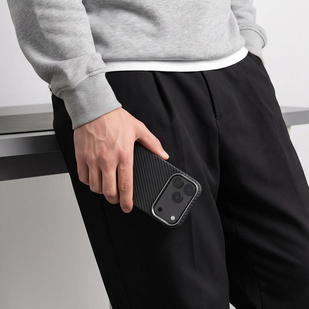 iPhone 18 Pro Max ქეისი Tech-Protect Ion Carbon MagSafe მხარდაჭერით