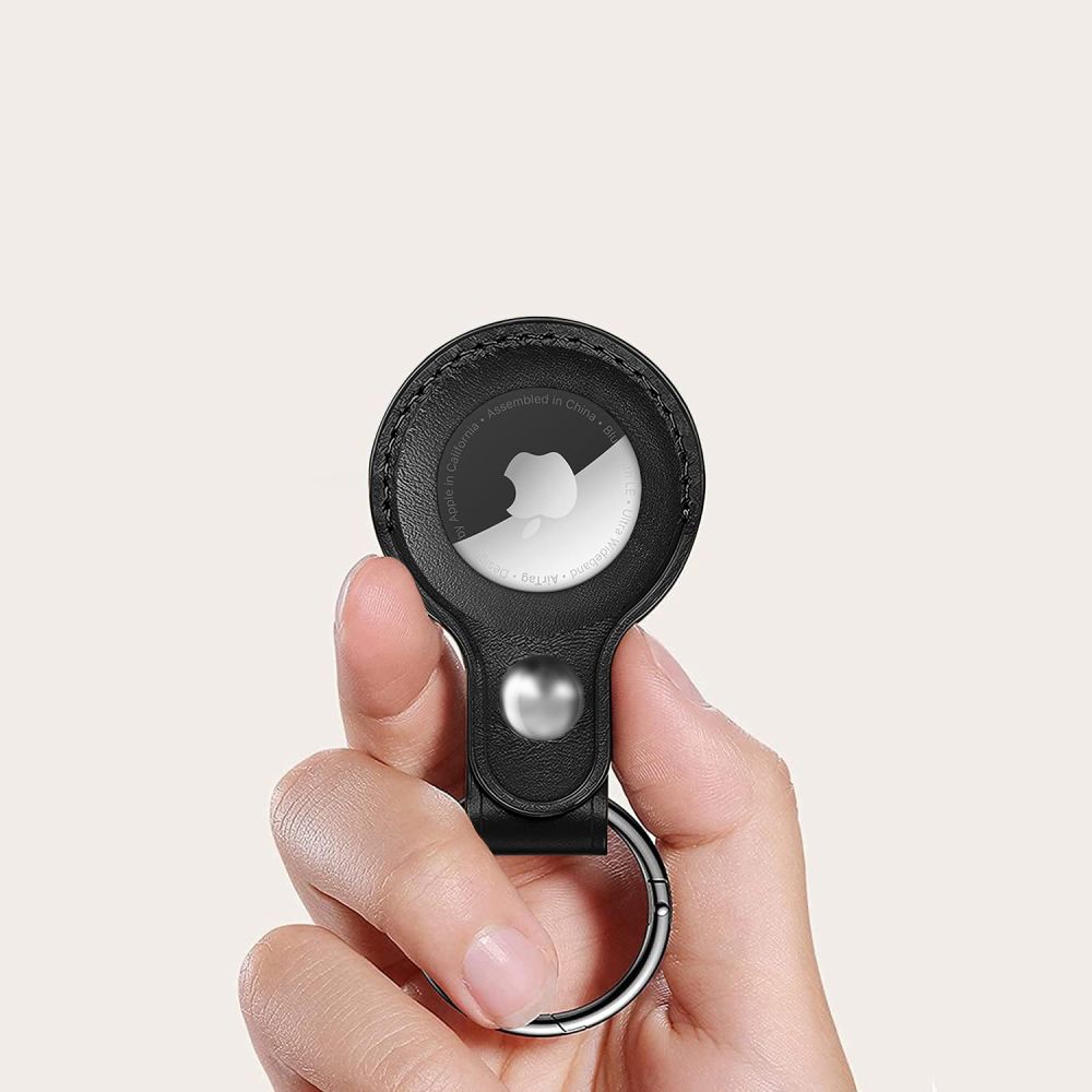 Tech-Protect NaturalFit AirTag ქეისი — რბილი მასალა, რკინის რგოლი და სტილური დიზაინი გასაღებისთვის ან ჩანთისთვის დასამაგრებლად