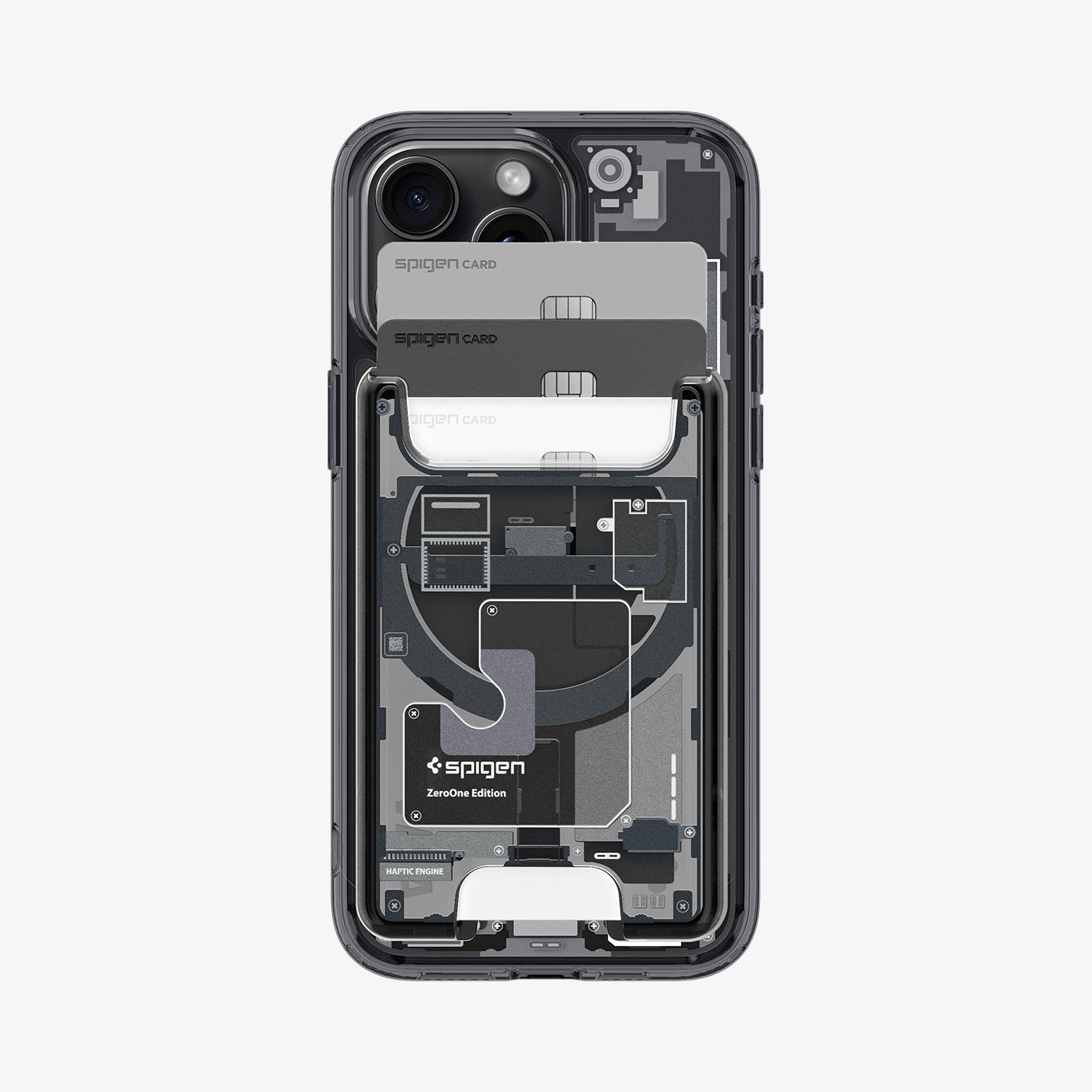 Spigen Ultra Hybrid MagSafe Wallet Zero One ტელეფონის საფულე 3 ბარათის ჩასადებით, მაგსეიფის მიმაგრებით, მაგნიტური საფულე