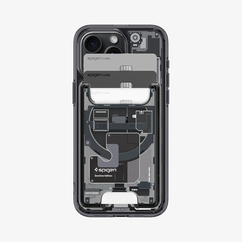 Spigen Ultra Hybrid MagSafe Wallet Zero One ტელეფონის საფულე 3 ბარათის ჩასადებით, მაგსეიფის მიმაგრებით, მაგნიტური საფულე