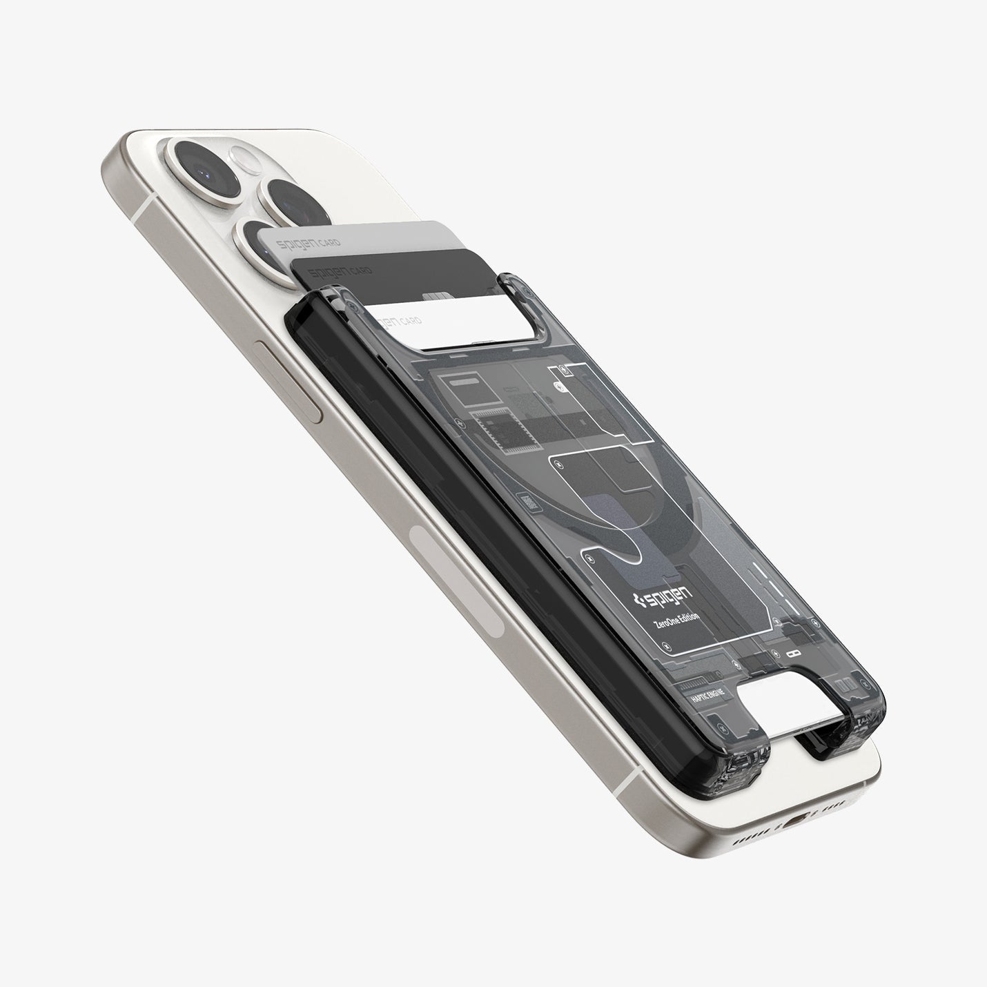 Spigen Ultra Hybrid MagSafe Wallet Zero One ტელეფონის საფულე 3 ბარათის ჩასადებით, მაგსეიფის მიმაგრებით, მაგნიტური საფულე