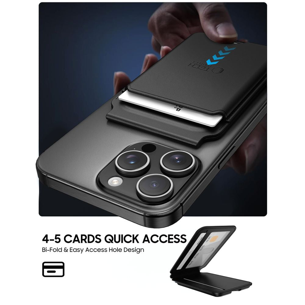 მაგნიტური საფულე Tech-Protect MagWallet Stand Universal Card Holder არის მრავალფუნქციური აქსესუარი, რომელიც მუშაობს საგამით სისტემით, თავსებადია MagSafe (მაგსეიფი) ტექნოლოგიასთან და უზრუნველყოფს ბარათების უსაფრთხო შენახვას; Tech-Protect MagWallet Stand Universal Card Holder is a multifunctional accessory with a magnetic system, compatible with MagSafe technology, ensuring secure card storage.