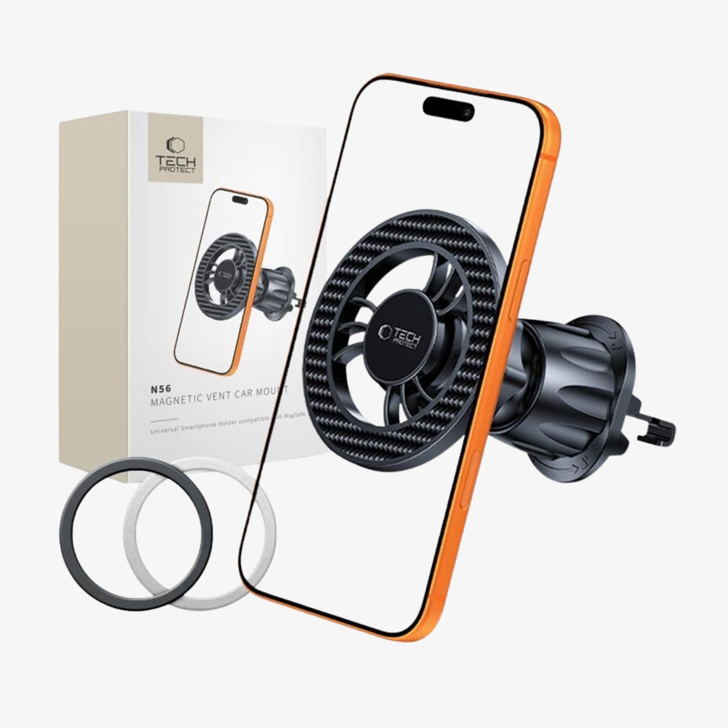 პატარა და კომპაქტური სმარტფონის დამჭერი მანქანისთვის Tech-Protect N56 Magnetic MagSafe მყარი მაგსეიფით