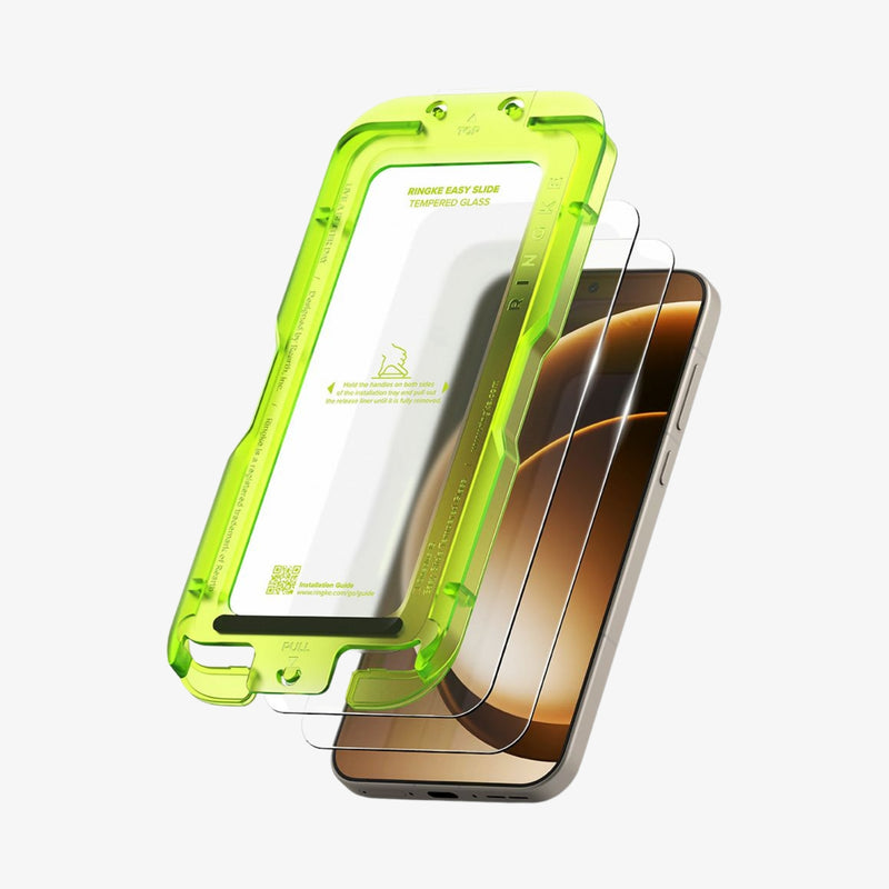 Ringke Easy Slide 2-Pack ეკრანის დამცავი OnePlus 15-ისთვის, გამჭვირვალე ბრონი შავი კანტების გარეშე და მექანიზმით ეკვრის მარტივი მონტაჟით