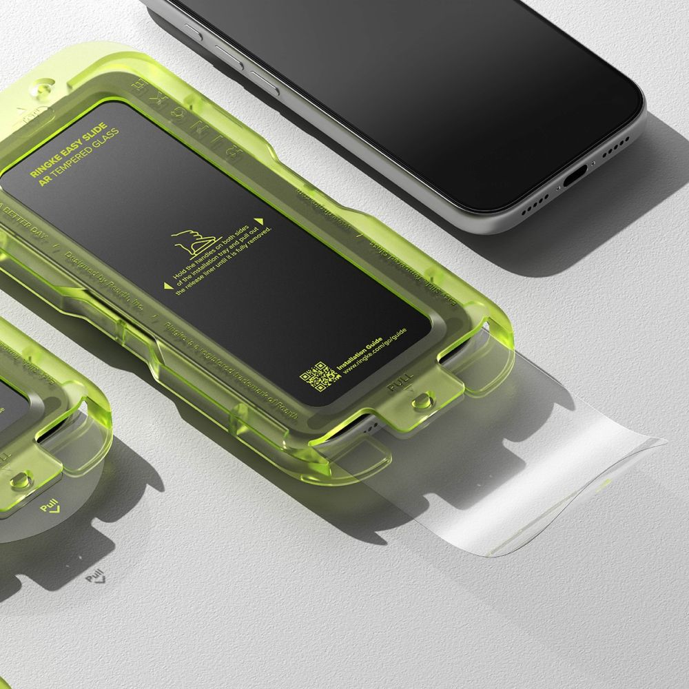 RINGKE Easy Slide anti-reflective დამცავი შუშა iPhone 17 Pro-ის ეკრანისთვის, ნაკლები ანარეკლით, გამძლე ბრონი ეკრანის მაქსიმალური დაცვისთვის