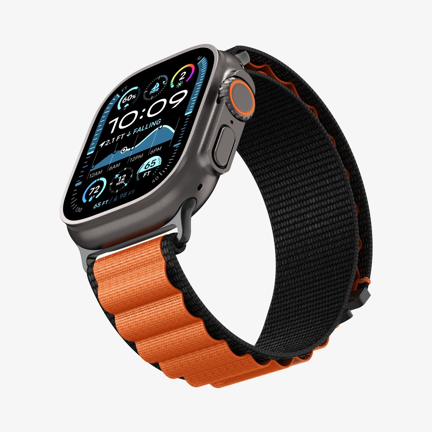 სამაჯური Spigen WBF1 Band – Apple Watch Strap მაღალი ხარისხის ქსოვილის მასალით და კომფორტული დიზაინით. განკუთვნილია Apple Watch Ultra და Apple Watch Series 4,5,6,7,8,9,10,11 სერიებისათვის